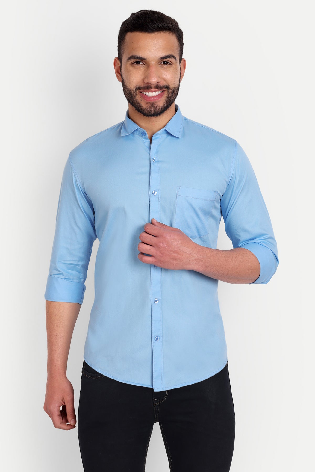 Men's Cotton Silk Blend Solid Shirt in Royal Blue | Casual shirts for men,  Formal pant for men, Shirts